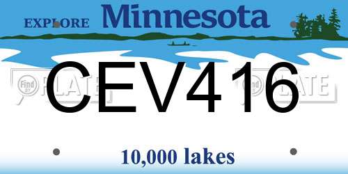 CEV416 Minnesota License Plate