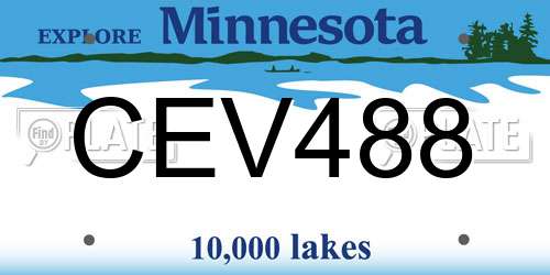 CEV488 Minnesota License Plate