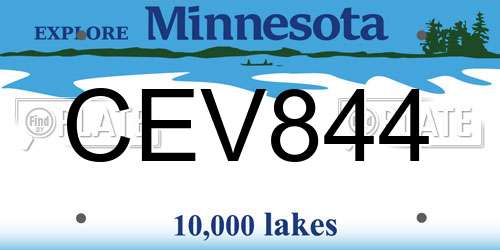 CEV844 Minnesota License Plate