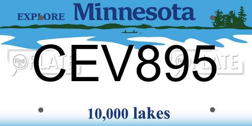CEV895 Minnesota License Plate