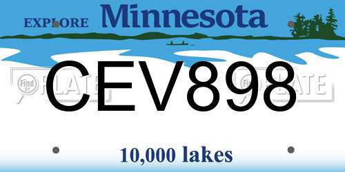 CEV898 Minnesota License Plate