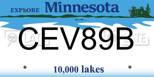 CEV89B Minnesota License Plate