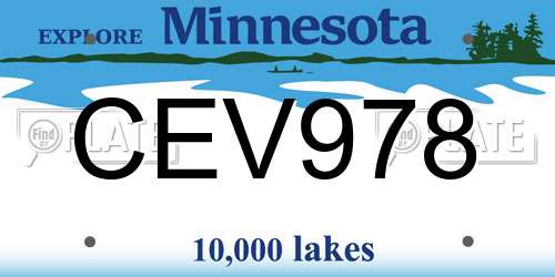 CEV978 Minnesota License Plate