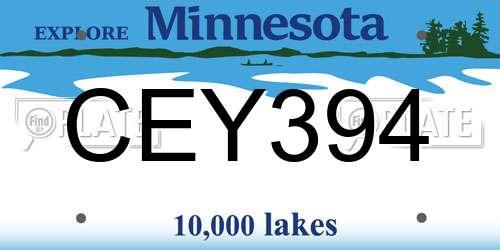 CEY394 Minnesota License Plate