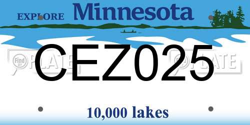 CEZ025 Minnesota License Plate