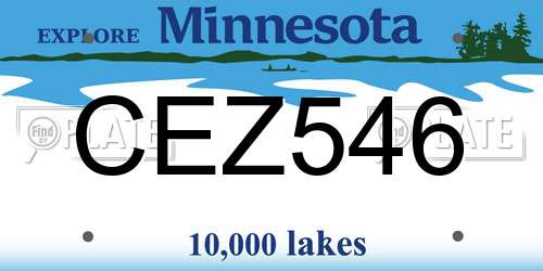 CEZ546 Minnesota License Plate