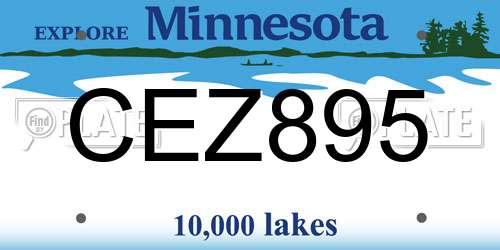 CEZ895 Minnesota License Plate