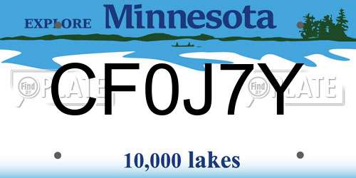 CF0J7Y Minnesota License Plate