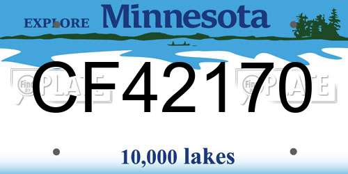 CF42170 Minnesota License Plate