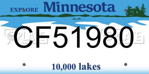 CF51980 Minnesota License Plate