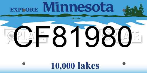 CF81980 Minnesota License Plate