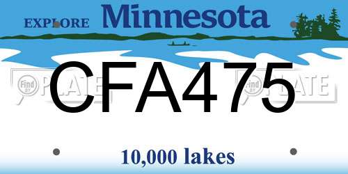 CFA475 Minnesota License Plate