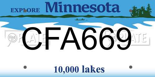 CFA669 Minnesota License Plate
