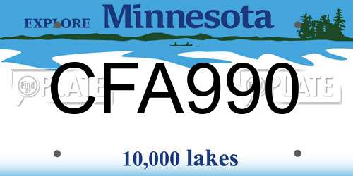 CFA990 Minnesota License Plate