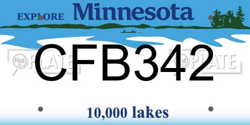 CFB342 Minnesota License Plate
