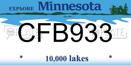 CFB933 Minnesota License Plate