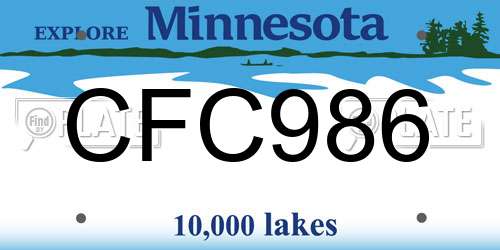 CFC986 Minnesota License Plate