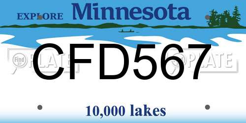 CFD567 Minnesota License Plate