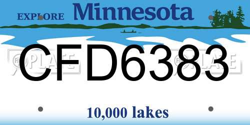 CFD6383 Minnesota License Plate