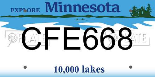 CFE668 Minnesota License Plate