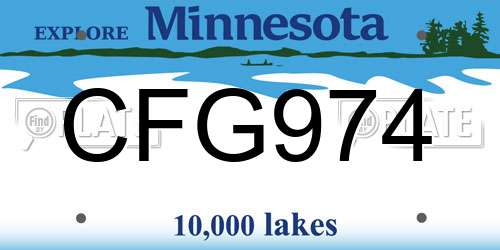 CFG974 Minnesota License Plate