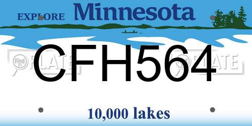 CFH564 Minnesota License Plate