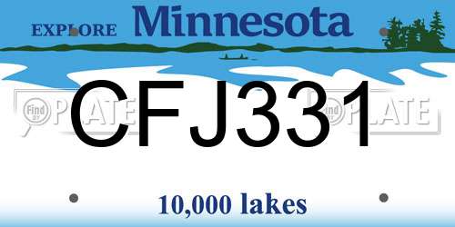 CFJ331 Minnesota License Plate