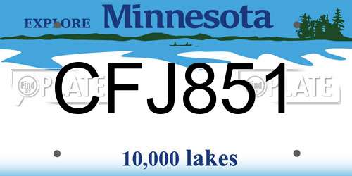 CFJ851 Minnesota License Plate