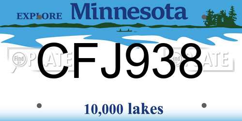 CFJ938 Minnesota License Plate