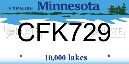 CFK729 Minnesota License Plate