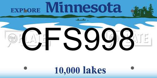 CFS998 Minnesota License Plate