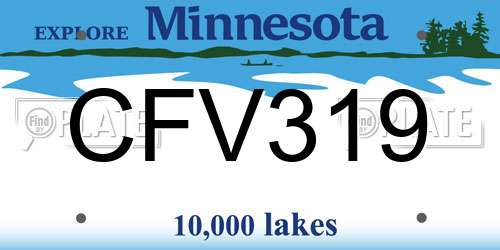 CFV319 Minnesota License Plate