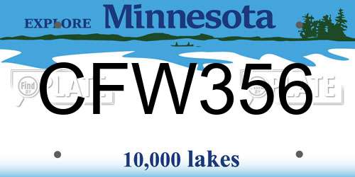 CFW356 Minnesota License Plate