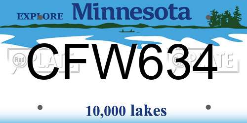 CFW634 Minnesota License Plate