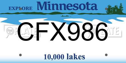 CFX986 Minnesota License Plate