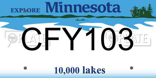 CFY103 Minnesota License Plate