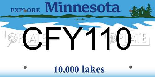 CFY110 Minnesota License Plate