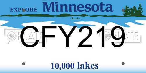 CFY219 Minnesota License Plate