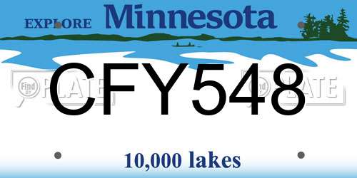 CFY548 Minnesota License Plate