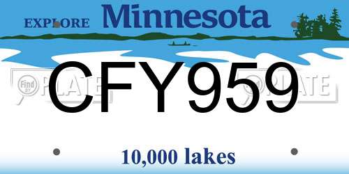 CFY959 Minnesota License Plate