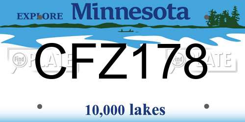 CFZ178 Minnesota License Plate
