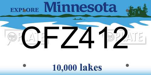 CFZ412 Minnesota License Plate