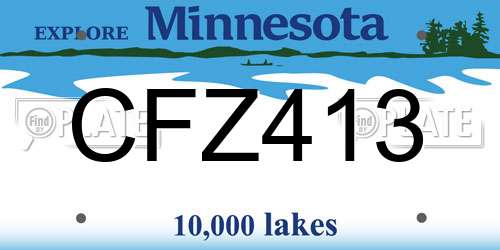 CFZ413 Minnesota License Plate
