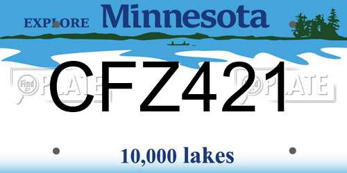 CFZ421 Minnesota License Plate