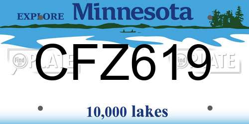 CFZ619 Minnesota License Plate