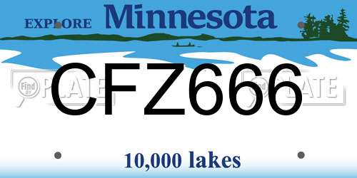 CFZ666 Minnesota License Plate