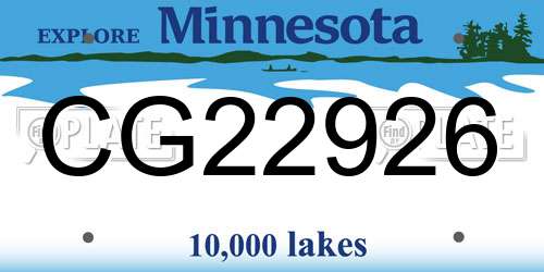 CG22926 Minnesota License Plate