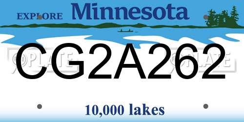 CG2A262 Minnesota License Plate