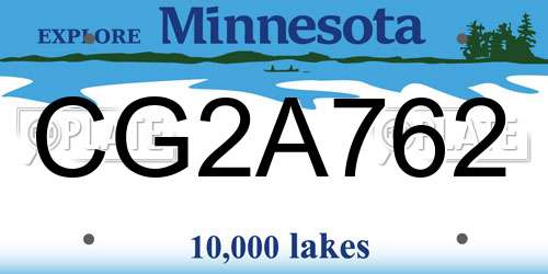 CG2A762 Minnesota License Plate