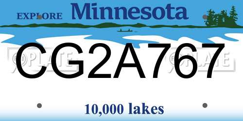 CG2A767 Minnesota License Plate